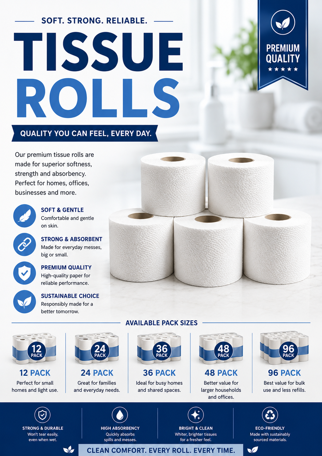 Toilet Tissue Roll 12 pack/24 pack/36 pack/48 pack/ 96 pack